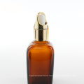 Amber Square Glass Oil Dropper Bottle con cuentagotas de la cesta